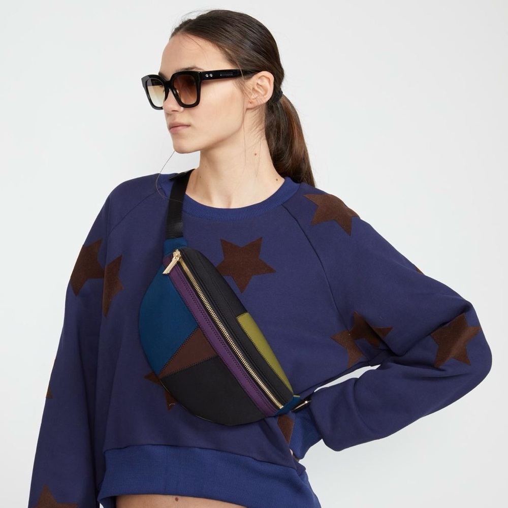 Cynthia Rowley Neoprene Blue Green Black Brown Crossbody Belt Bag Fanny Pack, OS